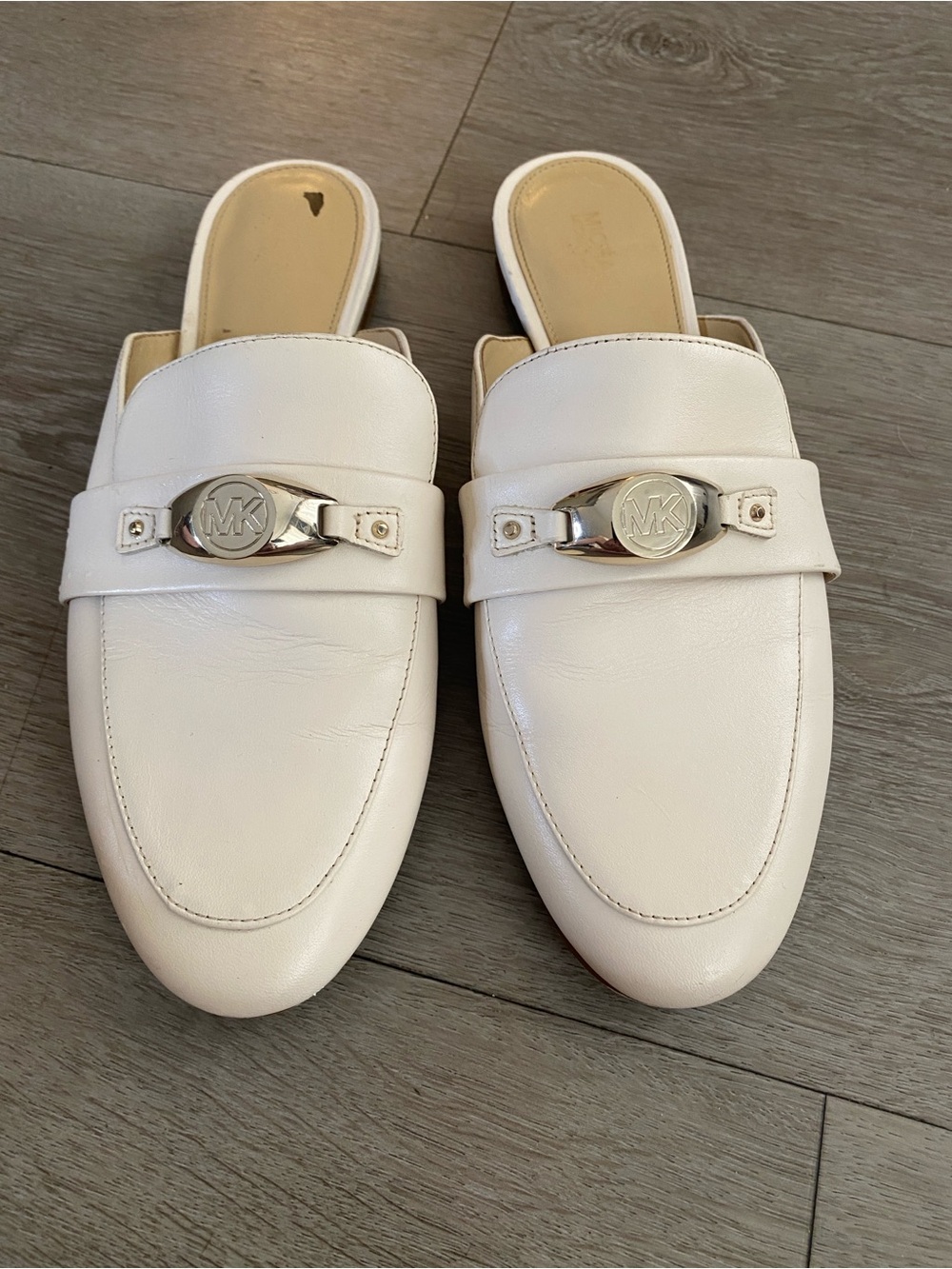 Michael Kors White Leather Mule Loafers Size 7.5